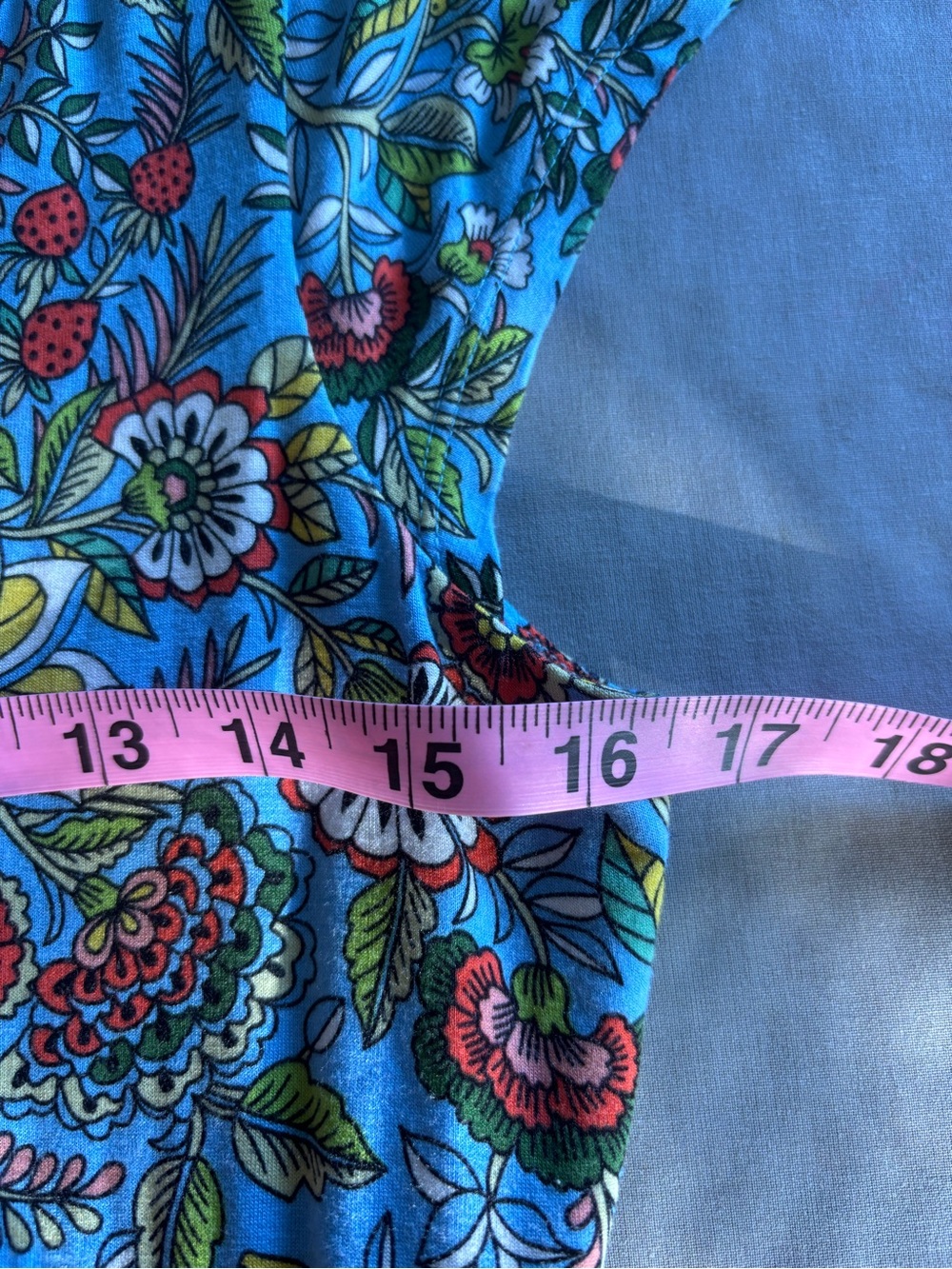 Boden Bias Cut Jersey Midi Dress Blue Lemon Strawberry Multi Citrus Vine 6P - Picture 8 of 10